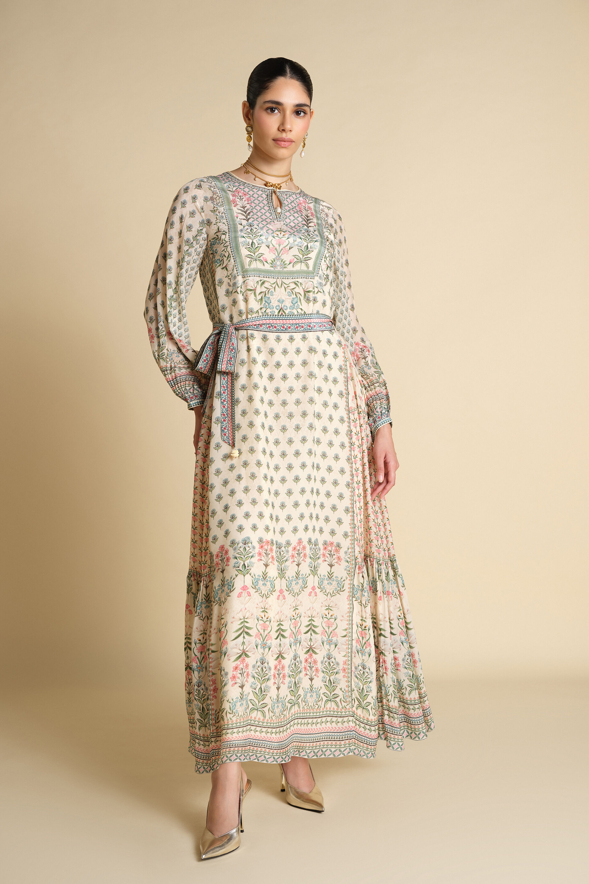 Azhaki Printed Kaftan - Natural